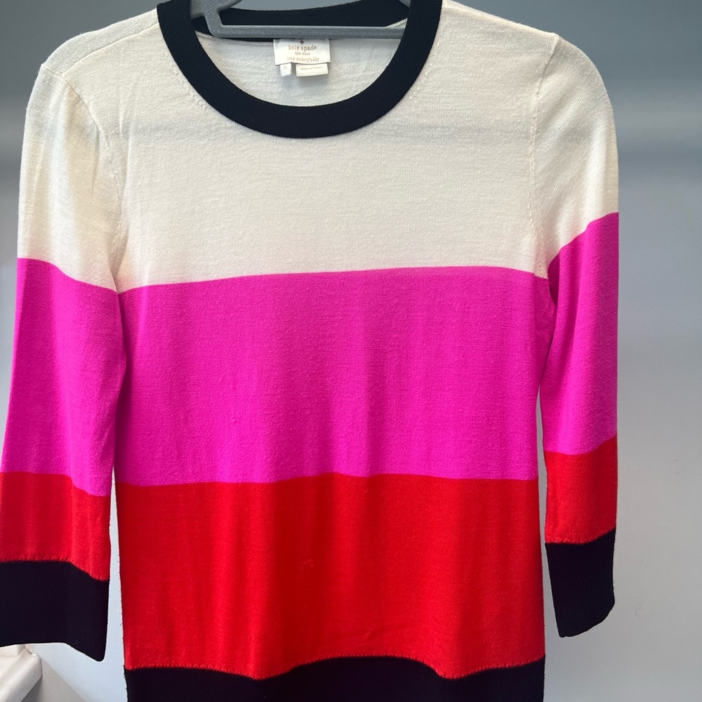 Kate Spade lightweight red, white and pink sweater small
